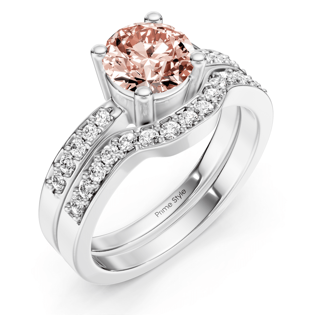 1.40 - 4.40 CT Round Cut Fancy Pink Diamonds - Bridal Set - Primestyle.com