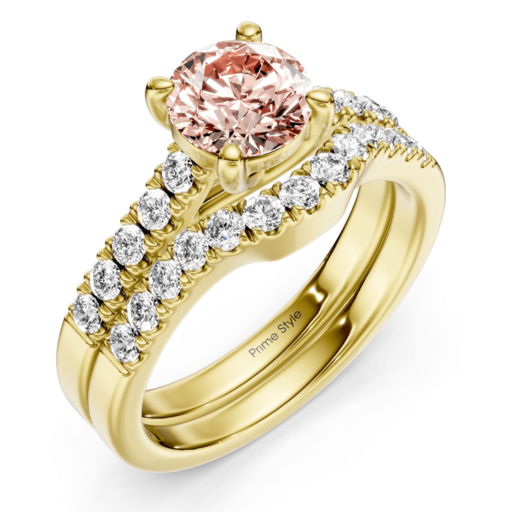 1.55-4.55 CT Princess & Round Cut Fancy Pink Diamonds - Bridal Set