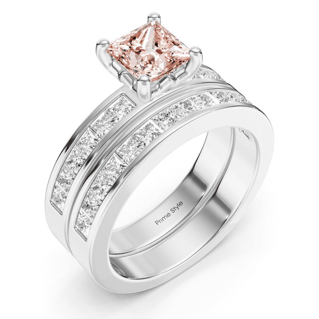 2.75-5.75 CT Princess Cut Fancy Pink Diamonds - Bridal Set