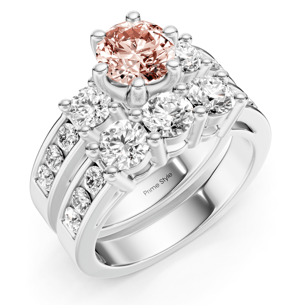 2.80-5.80 CT Princess & Round Cut Fancy Pink Diamonds - Bridal Set