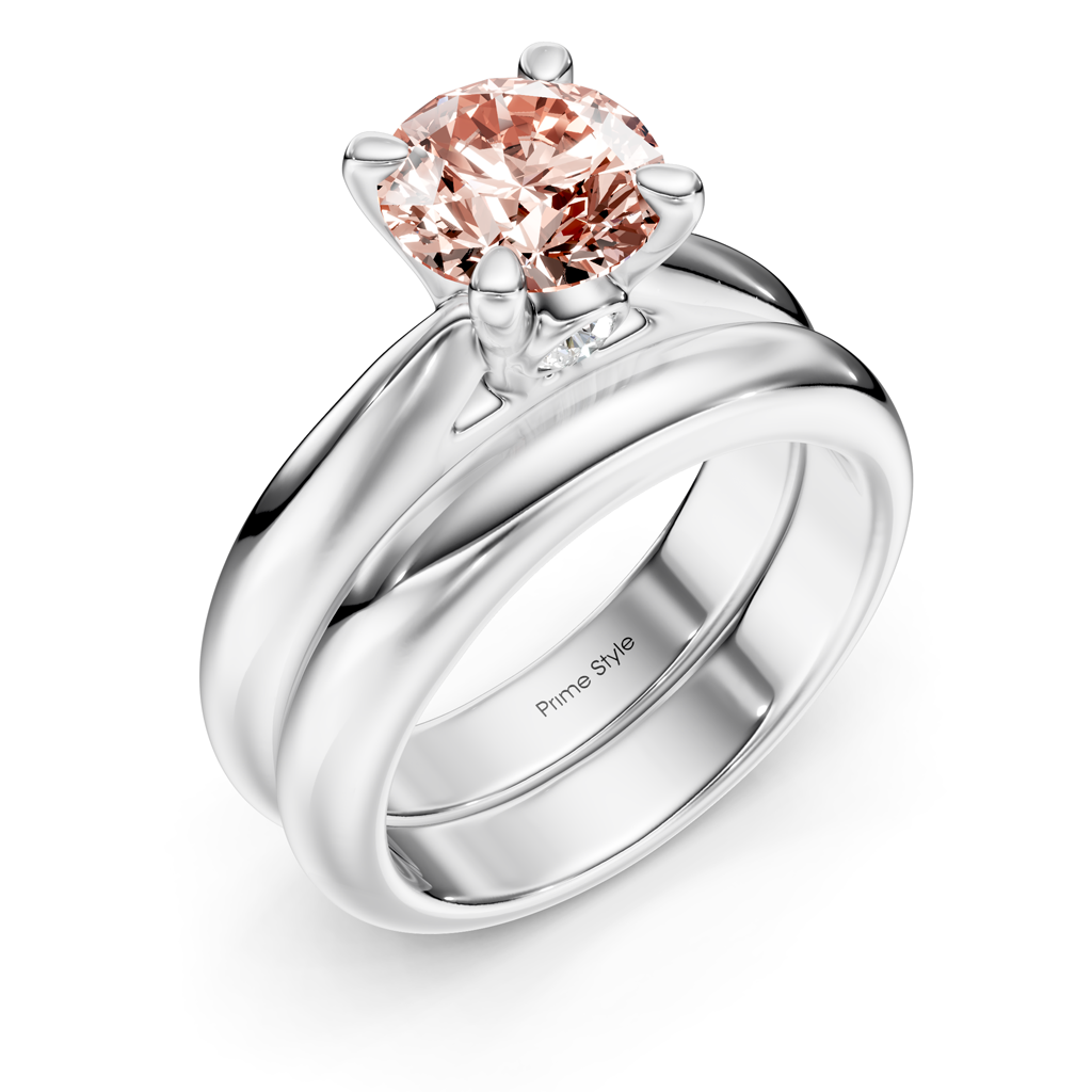 1.10-4.10 CT Round Cut Fancy Pink Diamonds - Bridal Set