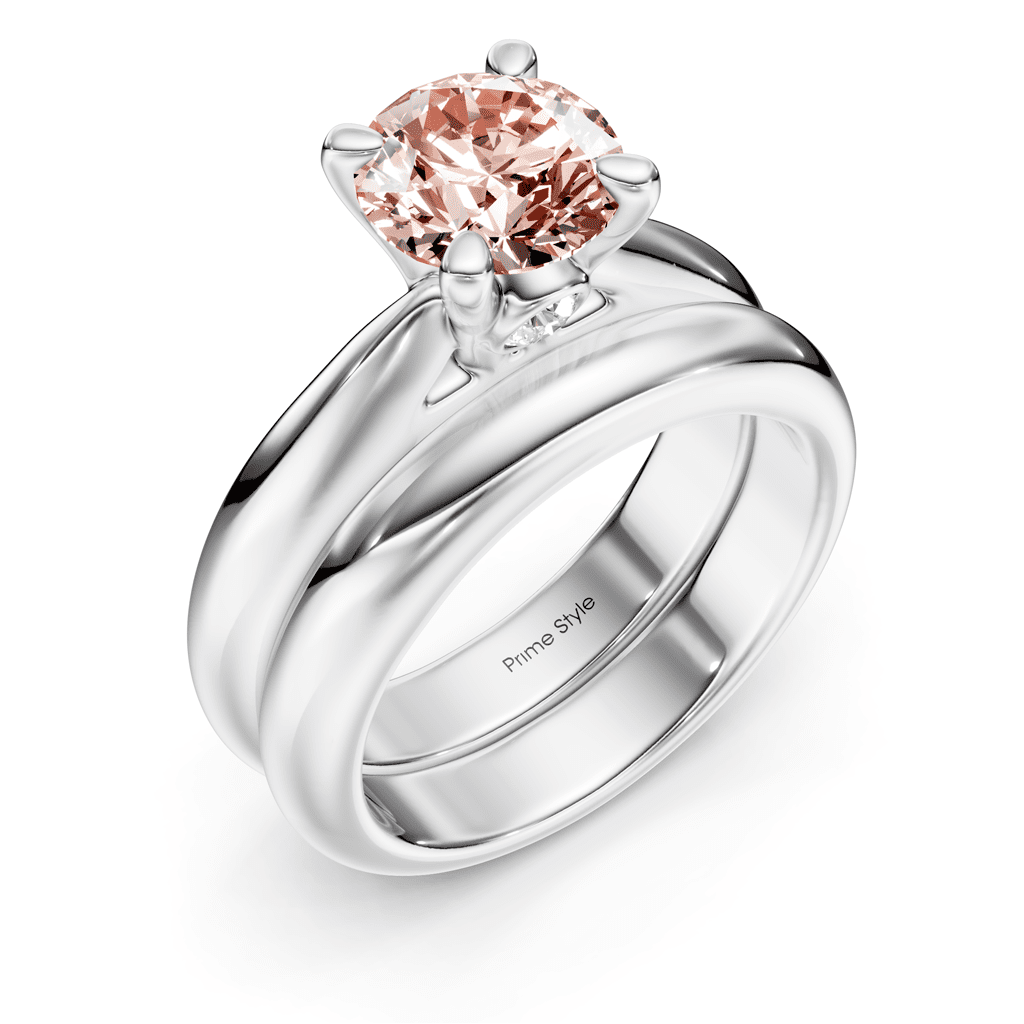 1.10 - 4.10 CT Round Cut Fancy Pink Diamonds - Bridal Set - Primestyle.com