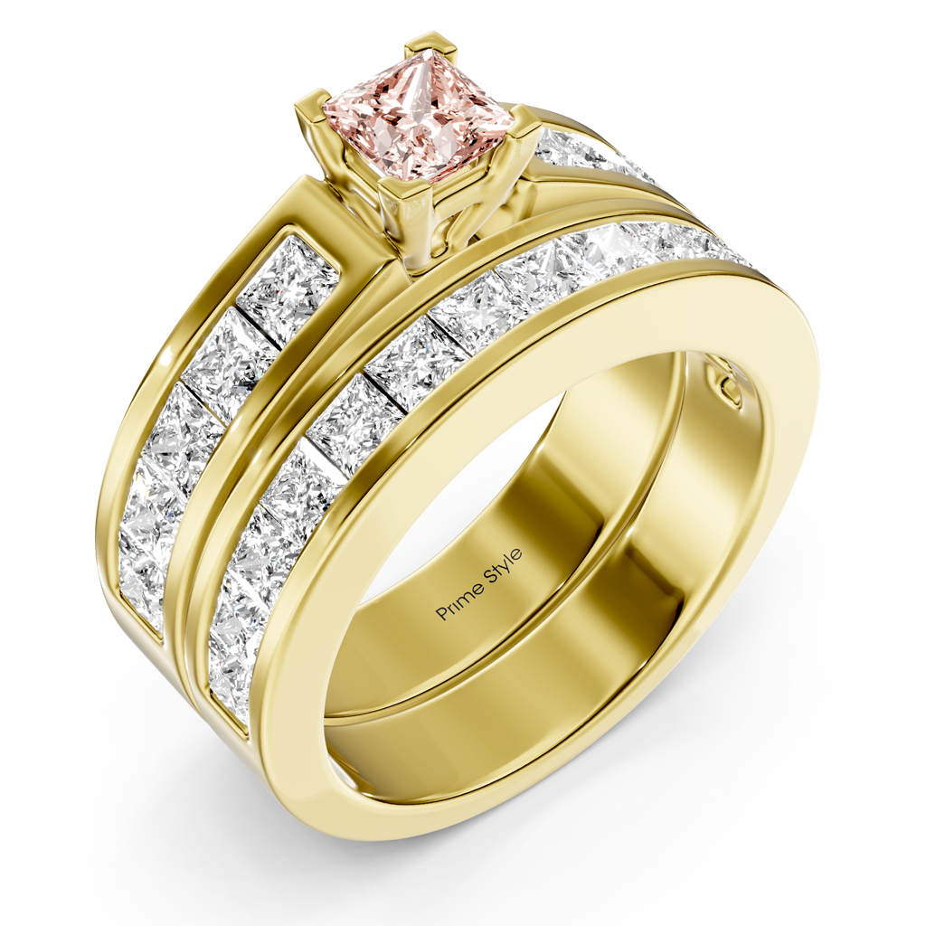 2.80-5.80 CT Princess Cut Fancy Pink Diamonds - Bridal Set