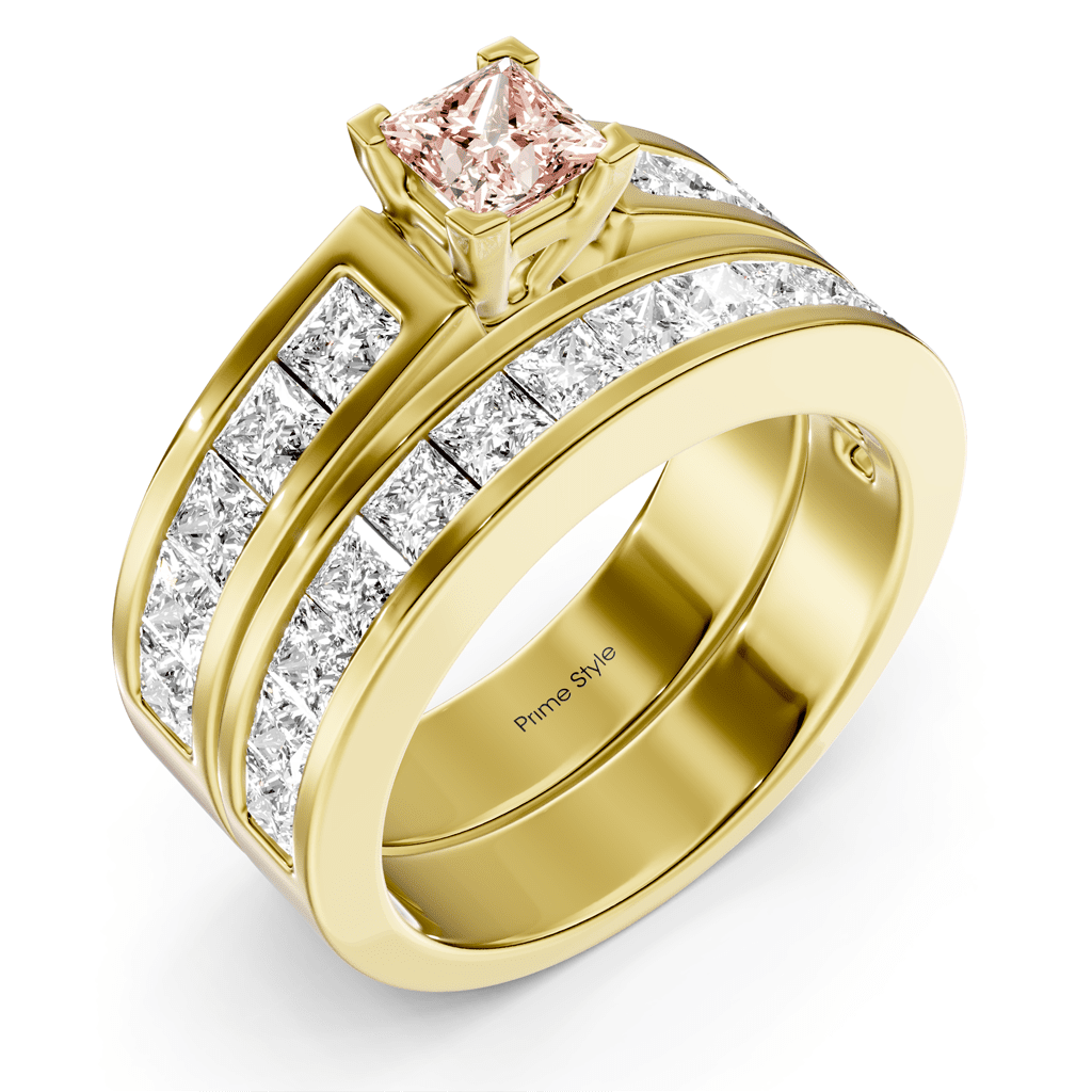 2.80-5.80 CT Princess Cut Fancy Pink Diamonds - Bridal Set