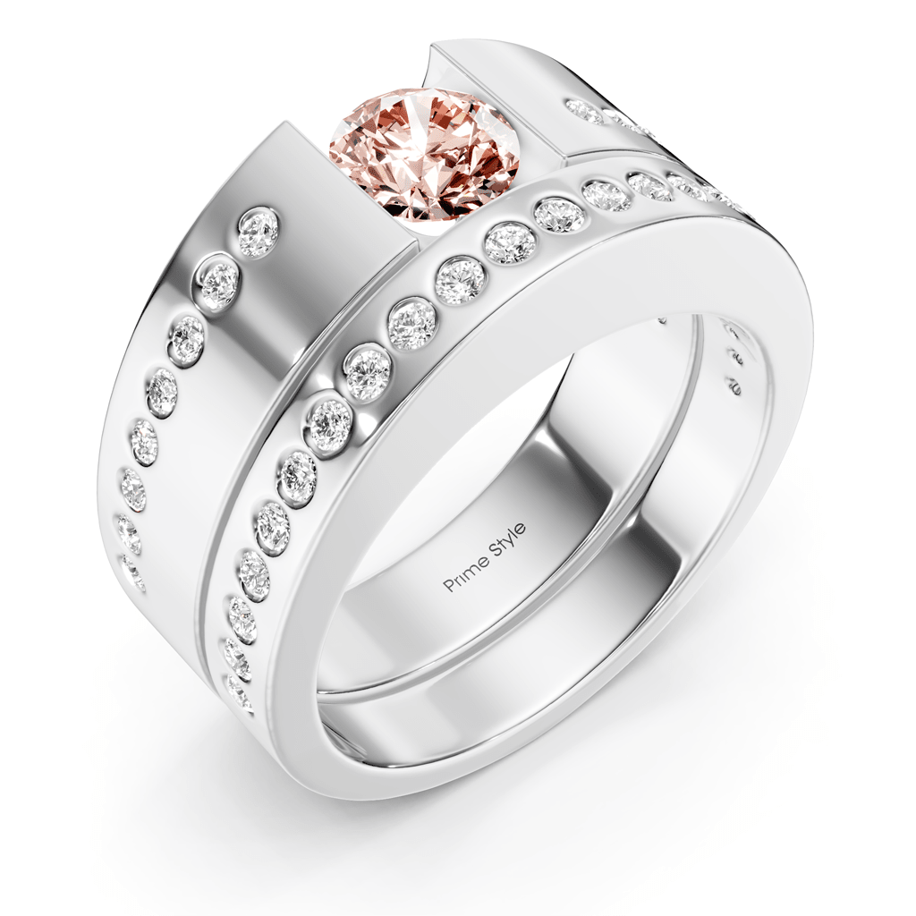 1.45-4.45 CT Round Cut Fancy Pink Diamonds - Bridal Set