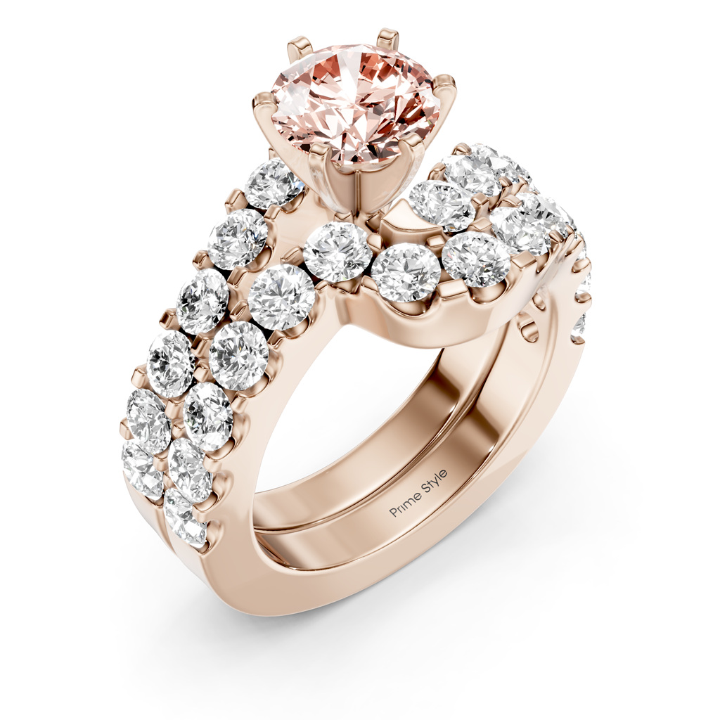 3.60-6.60 CT Round Cut Fancy Pink Diamonds - Bridal Set