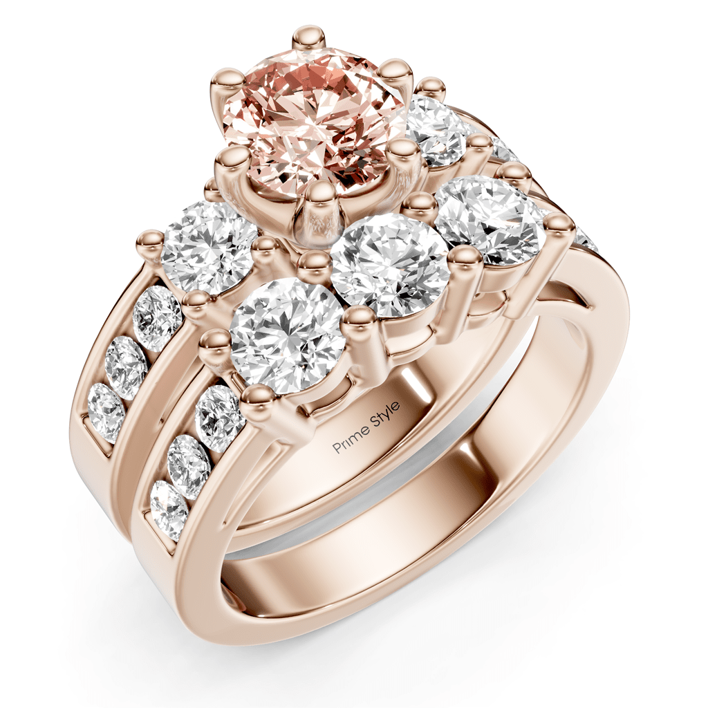 2.80 - 5.80 CT Princess & Round Cut Fancy Pink Diamonds - Bridal Set - Primestyle.com