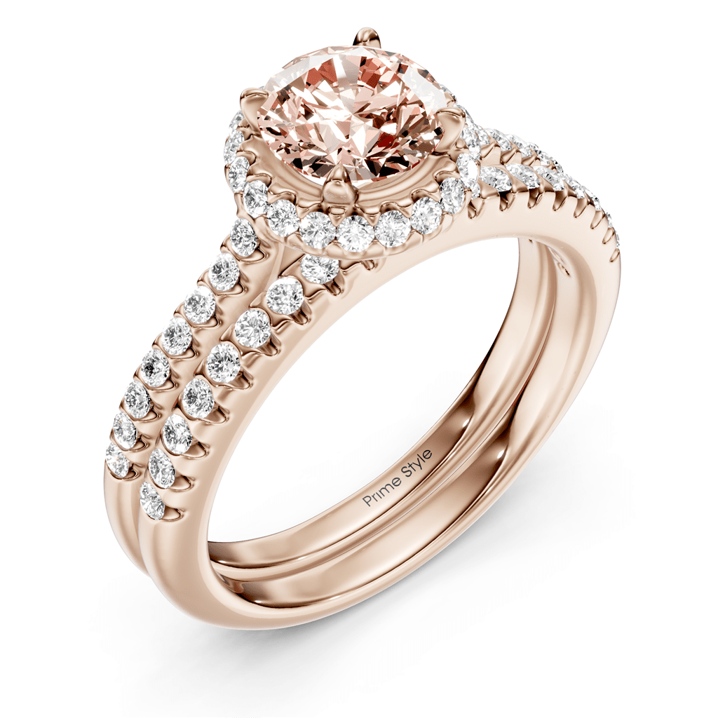 1.50-4.50 CT Round Cut Fancy Pink Diamonds - Bridal Set