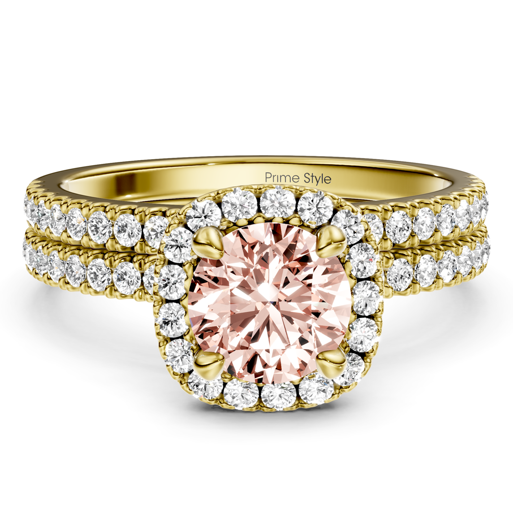 1.65-4.65 CT Round Cut Fancy Pink Diamonds - Bridal Set