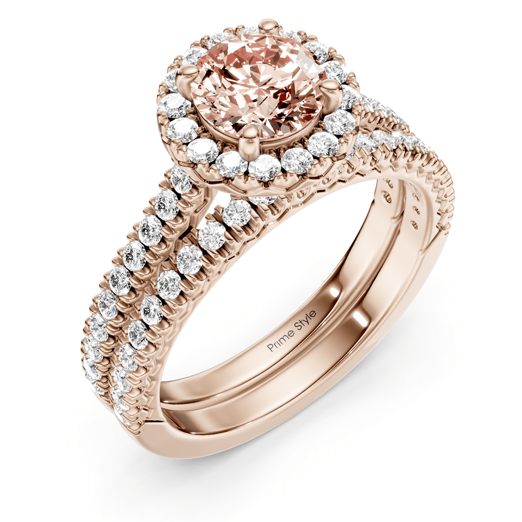 1.70 - 4.70 CT Round Cut Fancy Pink Diamonds - Bridal Set - Primestyle.com