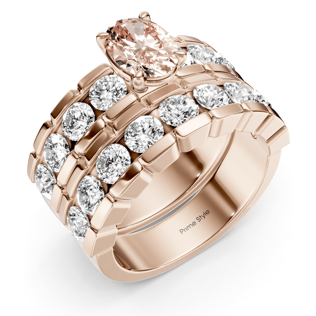 3.25-6.25 CT Oval & Round Cut Fancy Pink Diamonds - Bridal Set