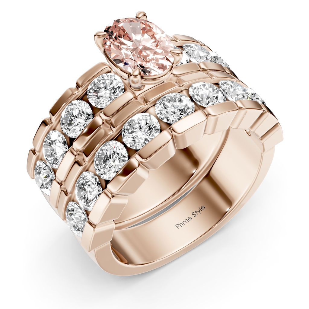 3.25-6.25 CT Oval & Round Cut Fancy Pink Diamonds - Bridal Set