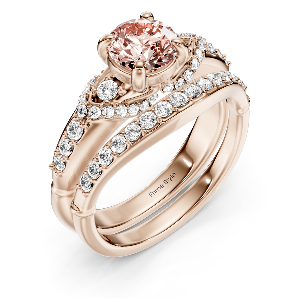 1.50-4.50 CT Round Cut Fancy Pink Diamonds - Bridal Set