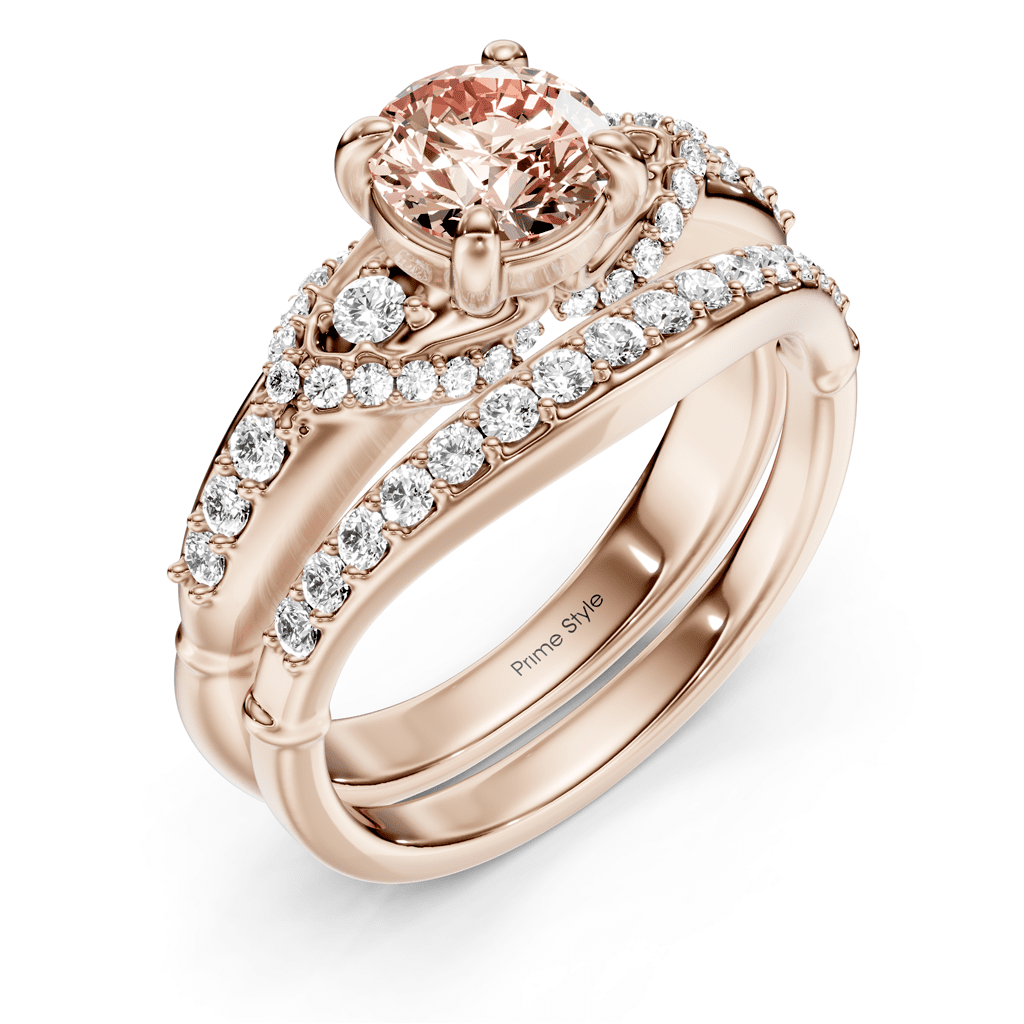 1.50-4.50 CT Round Cut Fancy Pink Diamonds - Bridal Set