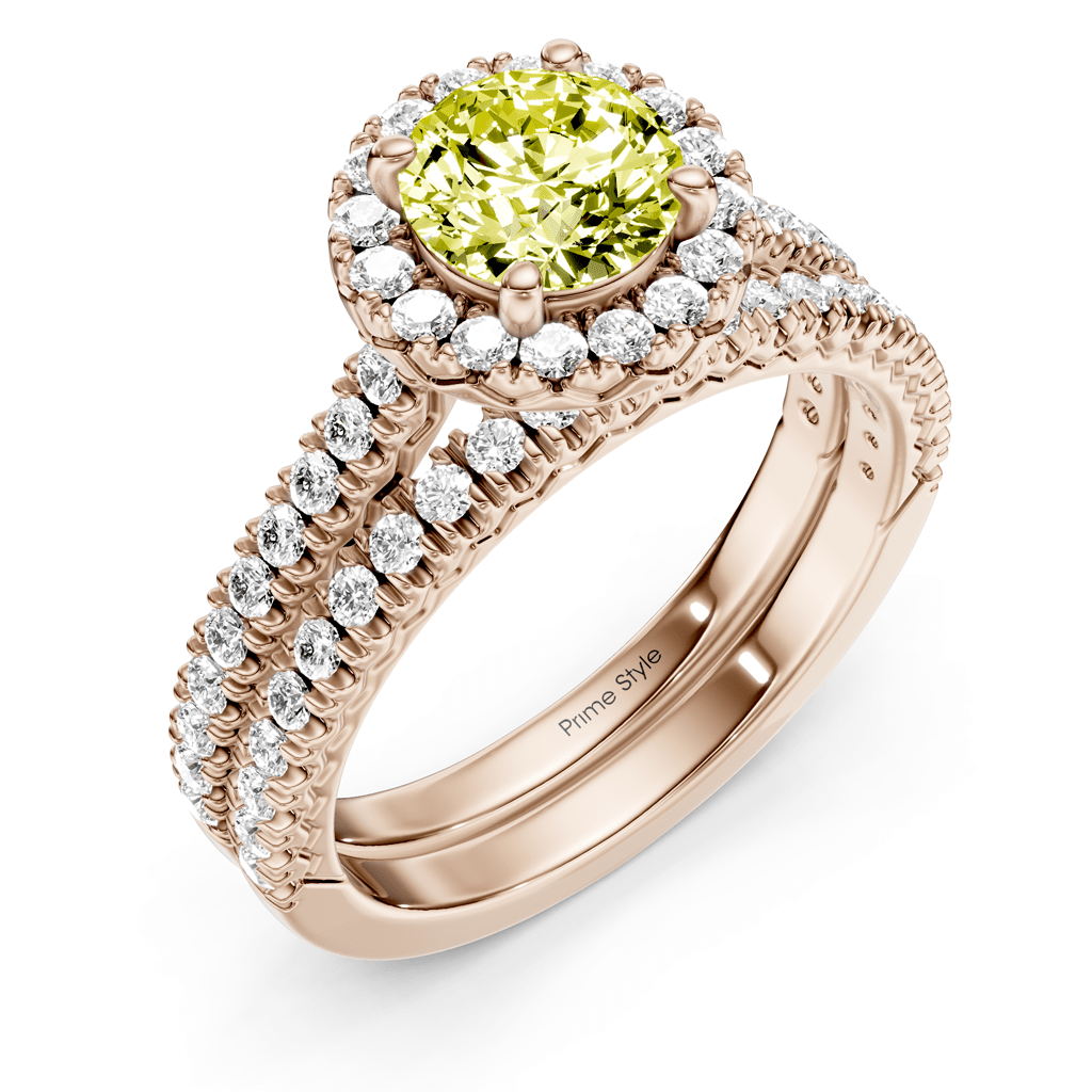 1.70 - 4.70 CT Round Cut Fancy Yellow Diamonds - Bridal Set - Primestyle.com