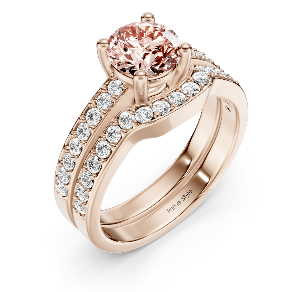 1.50-4.50 CT Round Cut Fancy Pink Diamonds - Bridal Set