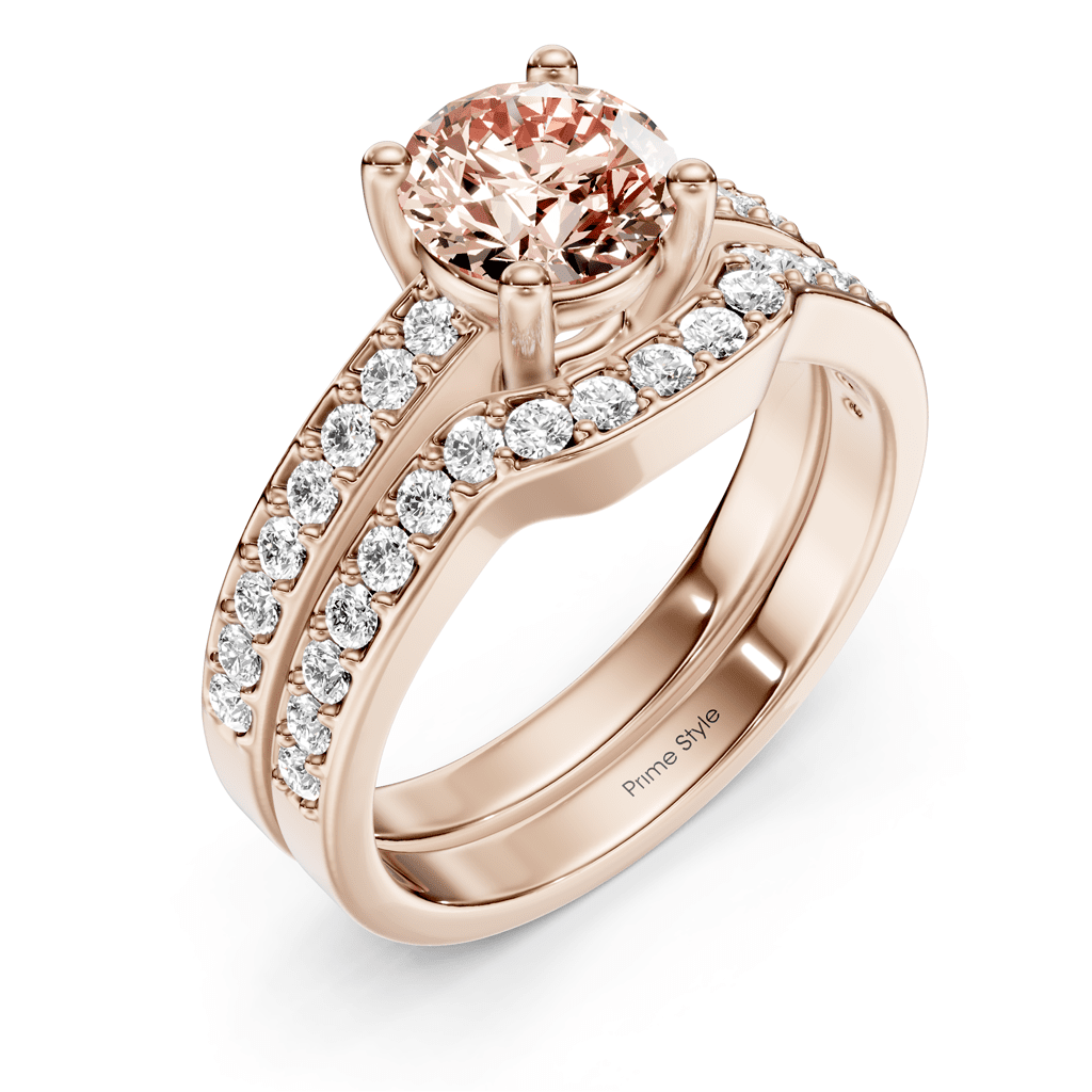 1.50-4.50 CT Round Cut Fancy Pink Diamonds - Bridal Set