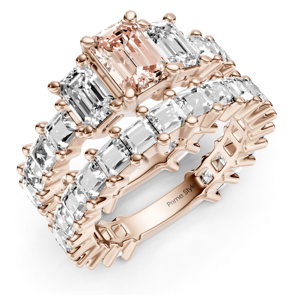 5.70 - 8.70 CT Emerald & Princess Cut Fancy Pink Diamonds - Bridal Set - Primestyle.com