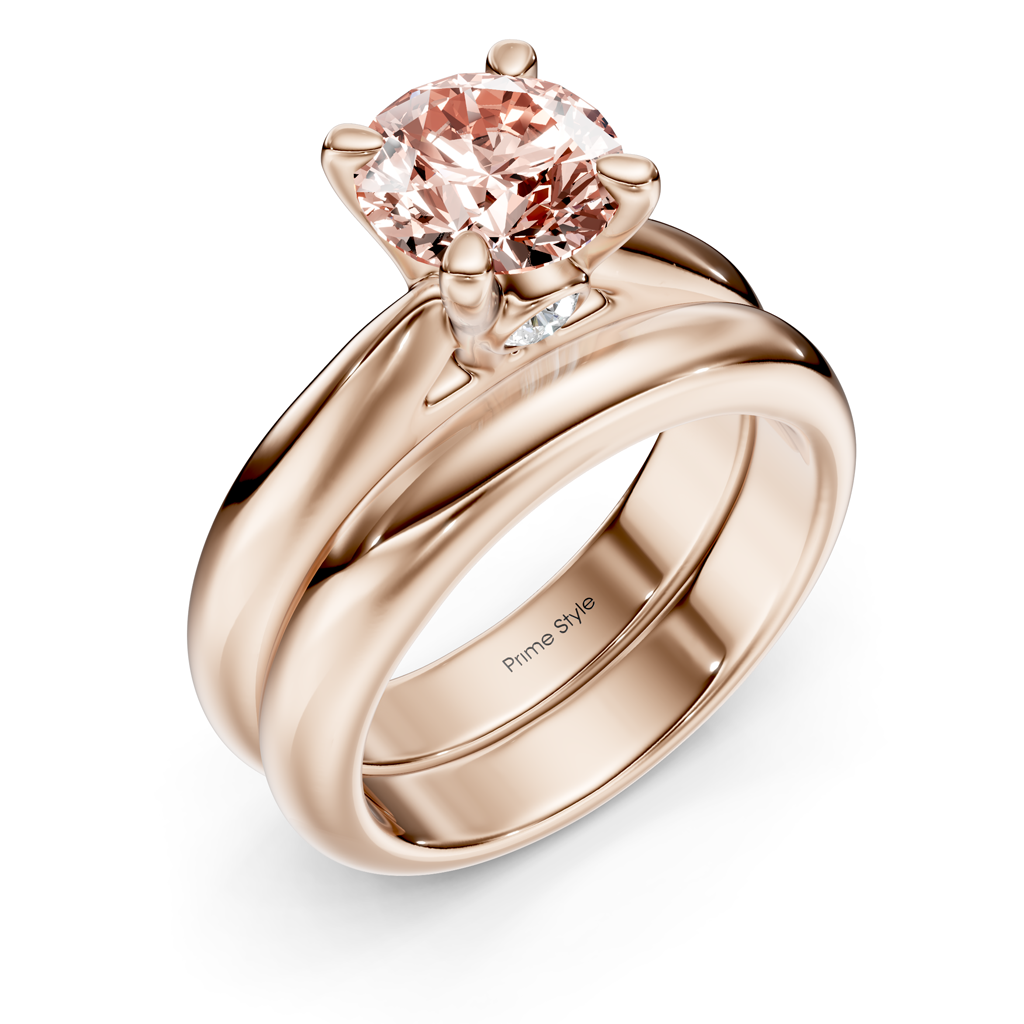 1.10-4.10 CT Round Cut Fancy Pink Diamonds - Bridal Set