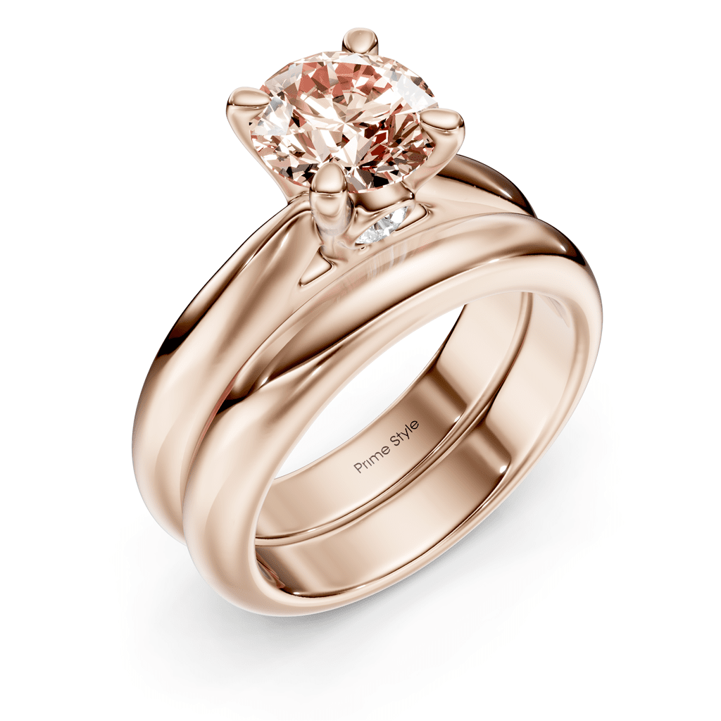 1.10 - 4.10 CT Round Cut Fancy Pink Diamonds - Bridal Set - Primestyle.com