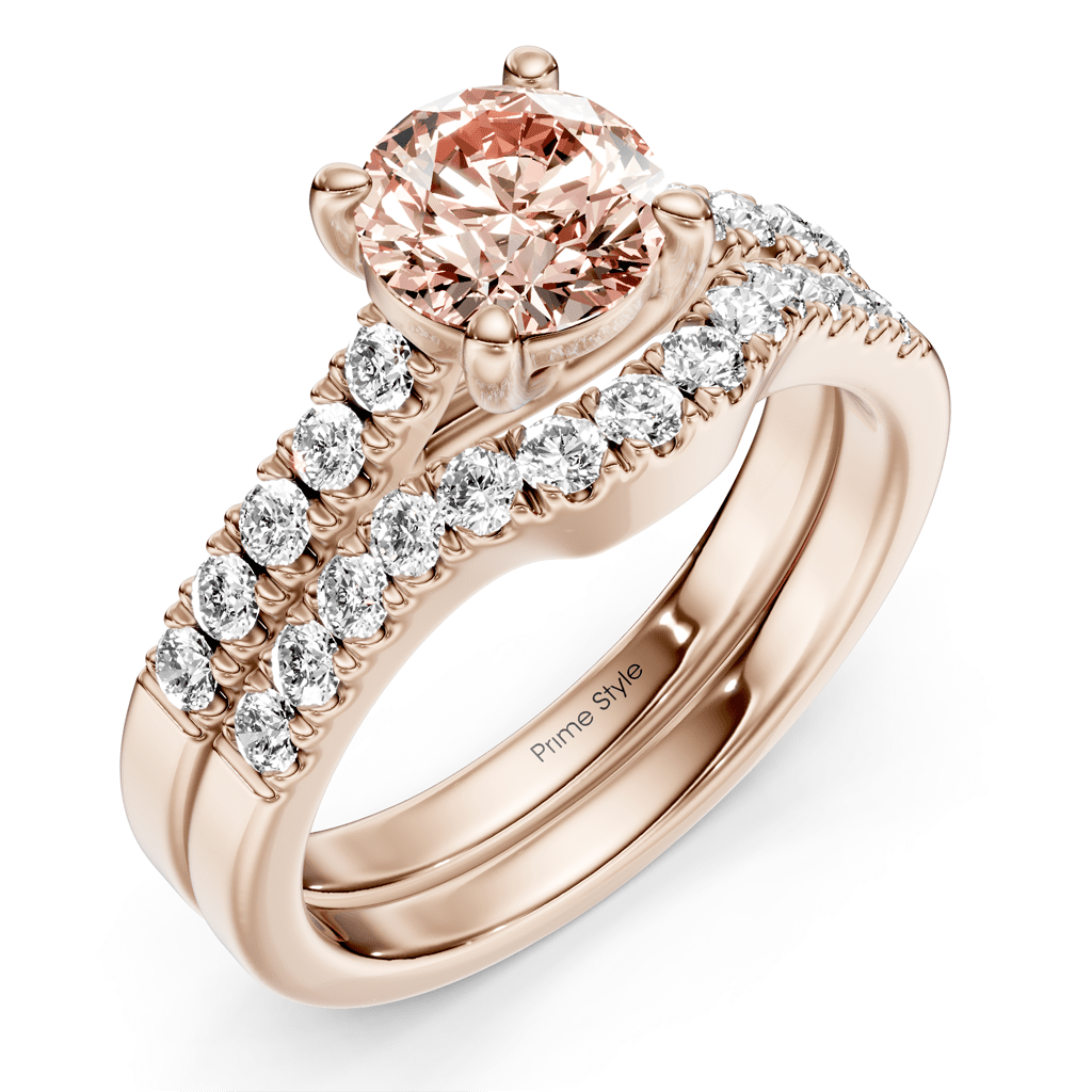 1.55 - 4.55 CT Princess & Round Cut Fancy Pink Diamonds - Bridal Set - Primestyle.com