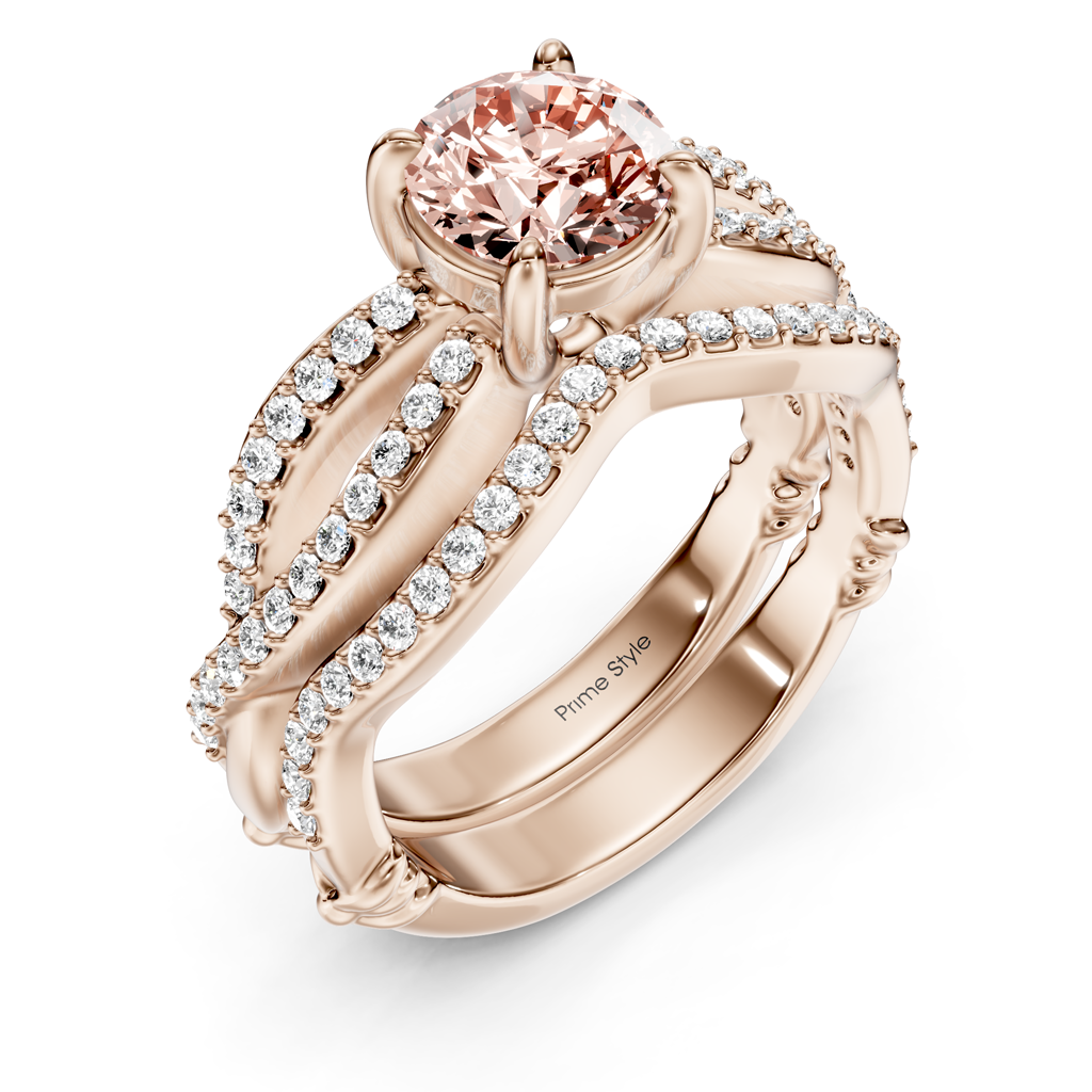 1.35-4.35 CT Round Cut Fancy Pink Diamonds - Bridal Set