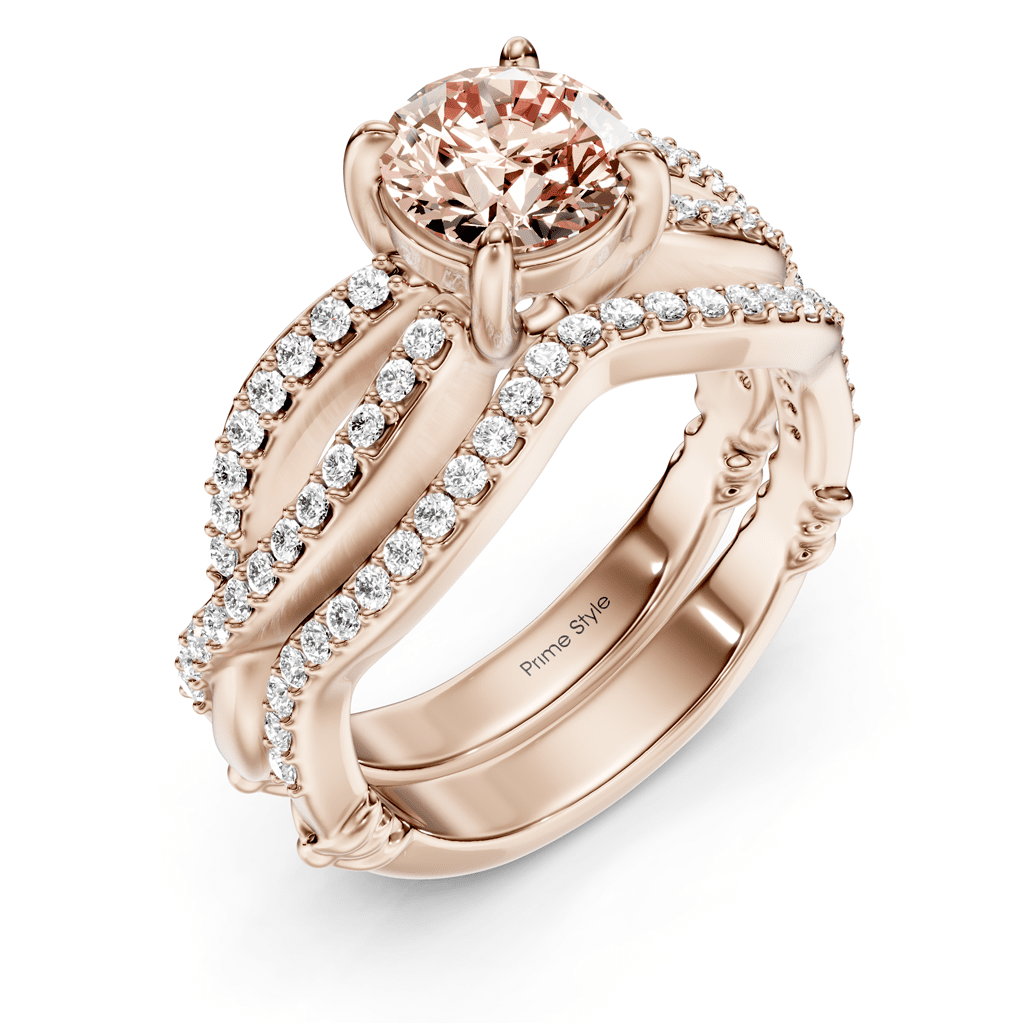 1.35 - 4.35 CT Round Cut Fancy Pink Diamonds - Bridal Set - Primestyle.com