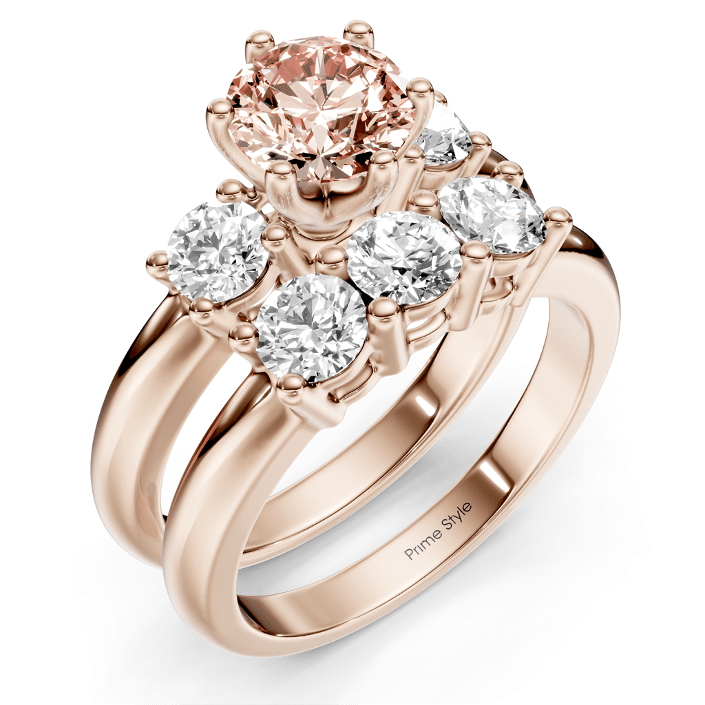 2.00-5.00 CT Round Cut Fancy Pink Diamonds - Bridal Set