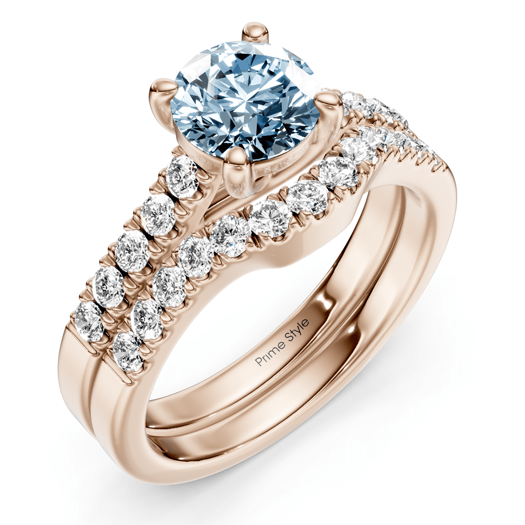 1.55-4.55 CT Princess & Round Cut Fancy Blue Diamonds - Bridal Set