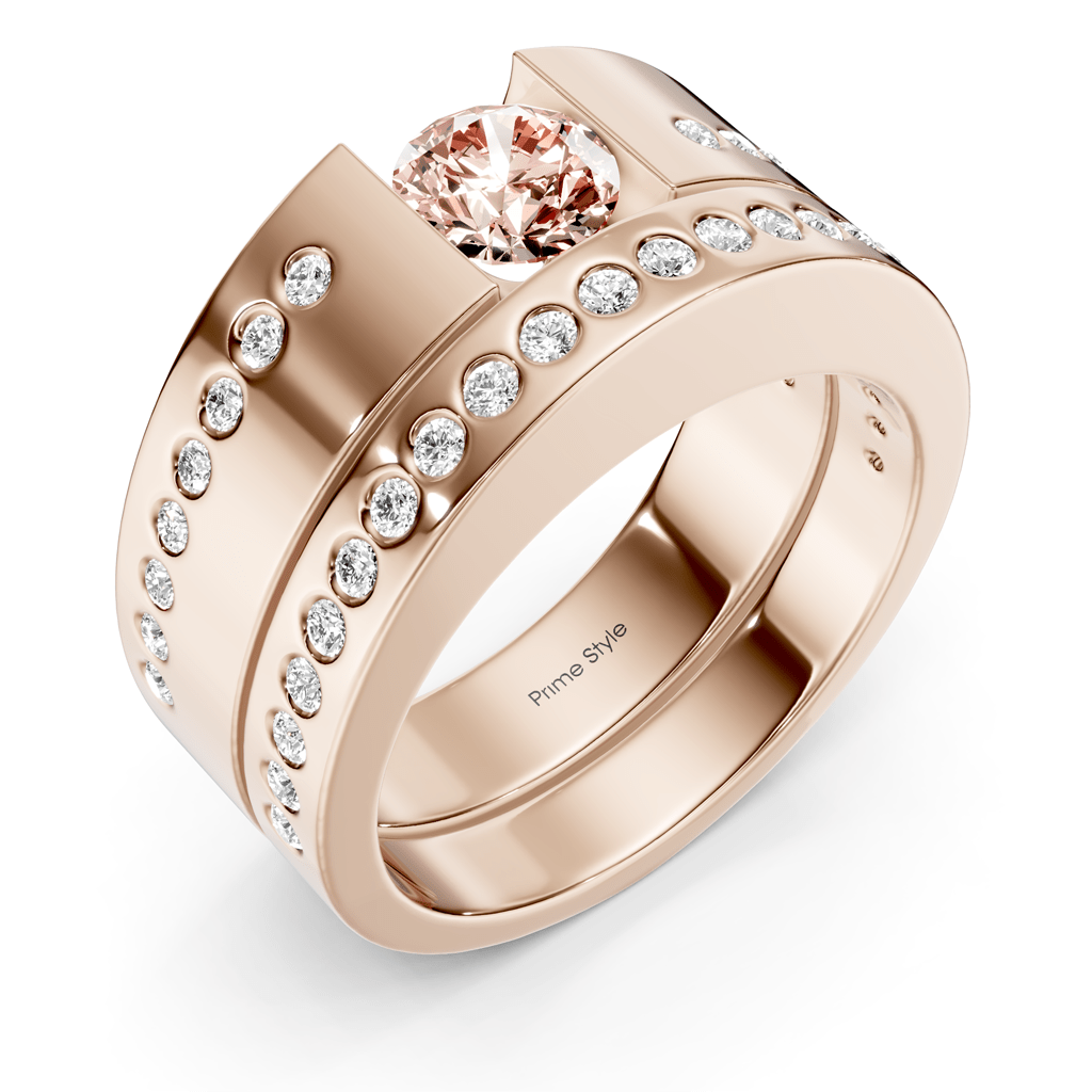 1.45-4.45 CT Round Cut Fancy Pink Diamonds - Bridal Set - Primestyle.com