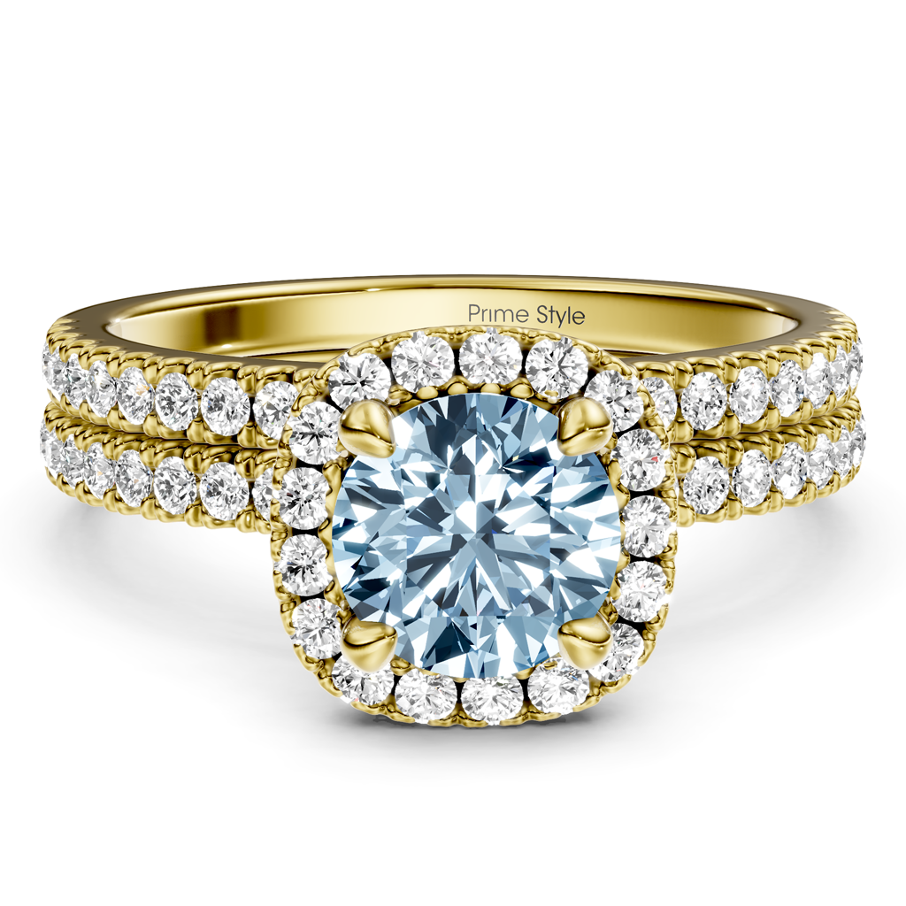 1.65-4.65 CT Round Cut Fancy Blue Diamonds - Bridal Set