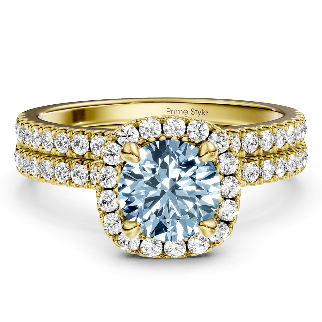 1.65 - 4.65 CT Round Cut Fancy Blue Diamonds - Bridal Set - Primestyle.com