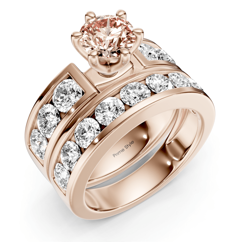 3.85-6.85 CT Round Cut Fancy Pink Diamonds - Bridal Set