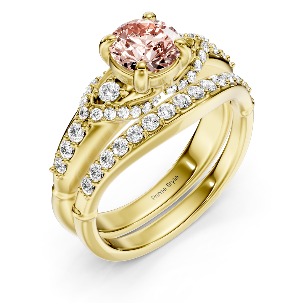 1.50-4.50 CT Round Cut Fancy Pink Diamonds - Bridal Set