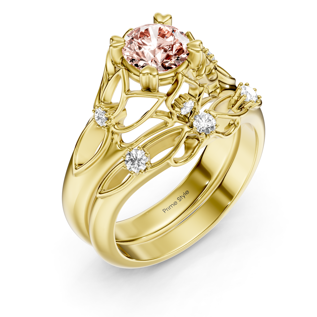 1.20-4.20 CT Round Cut Fancy Pink Diamonds - Bridal Set