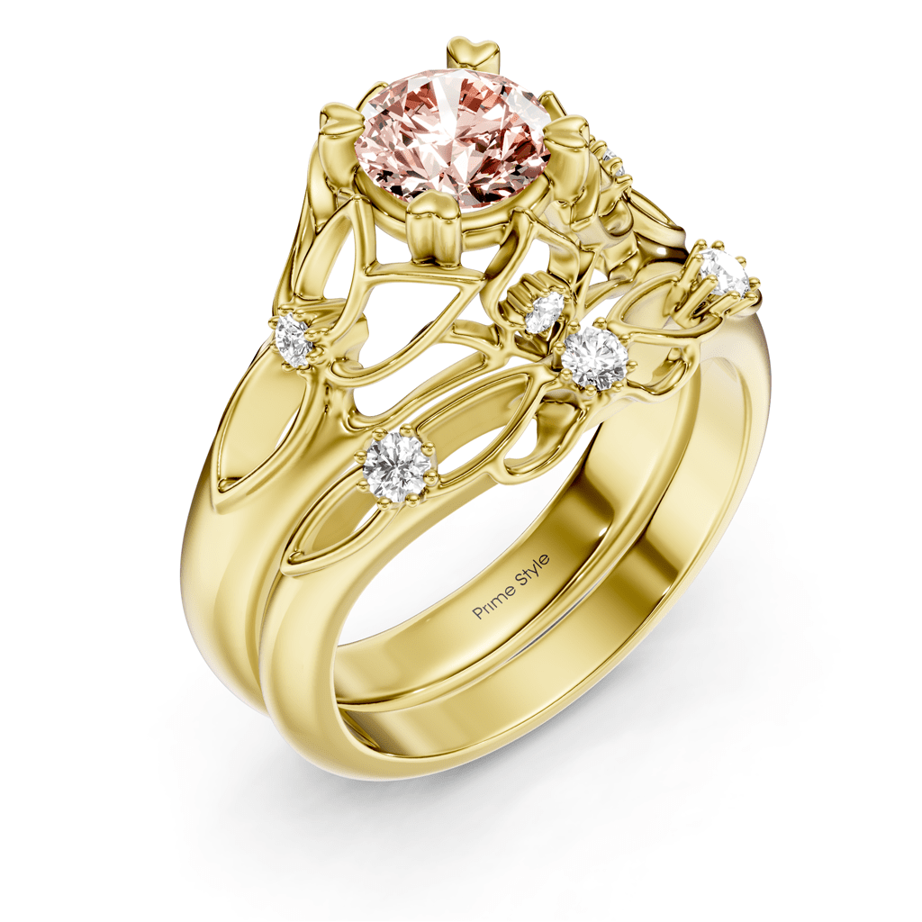 1.20 - 4.20 CT Round Cut Fancy Pink Diamonds - Bridal Set - Primestyle.com