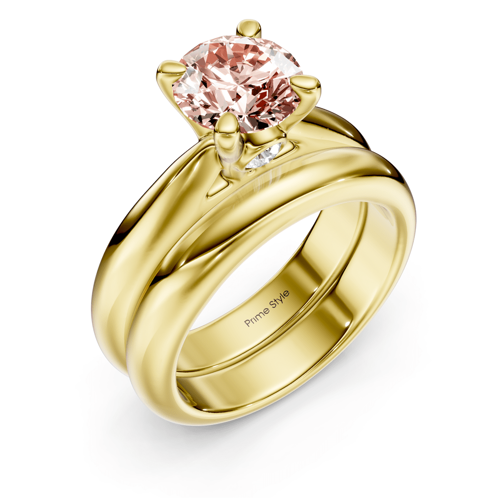 1.10 - 4.10 CT Round Cut Fancy Pink Diamonds - Bridal Set - Primestyle.com