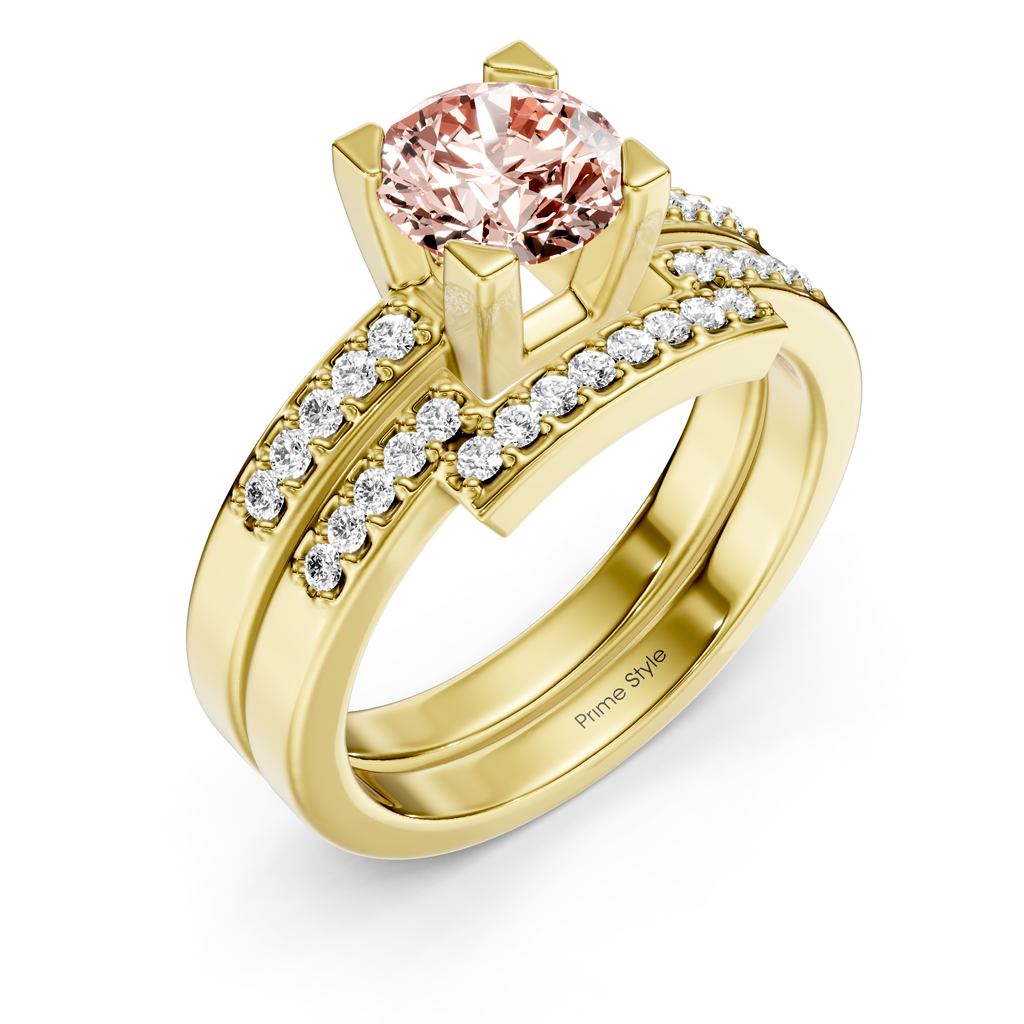 1.25-4.25 CT Round Cut Fancy Pink Diamonds - Bridal Set