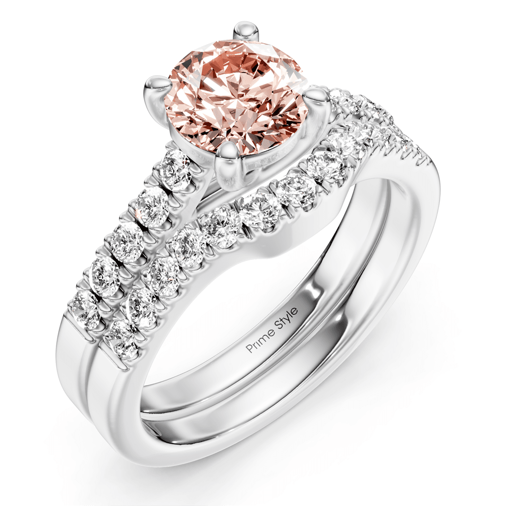 1.55 - 4.55 CT Princess & Round Cut Fancy Pink Diamonds - Bridal Set - Primestyle.com