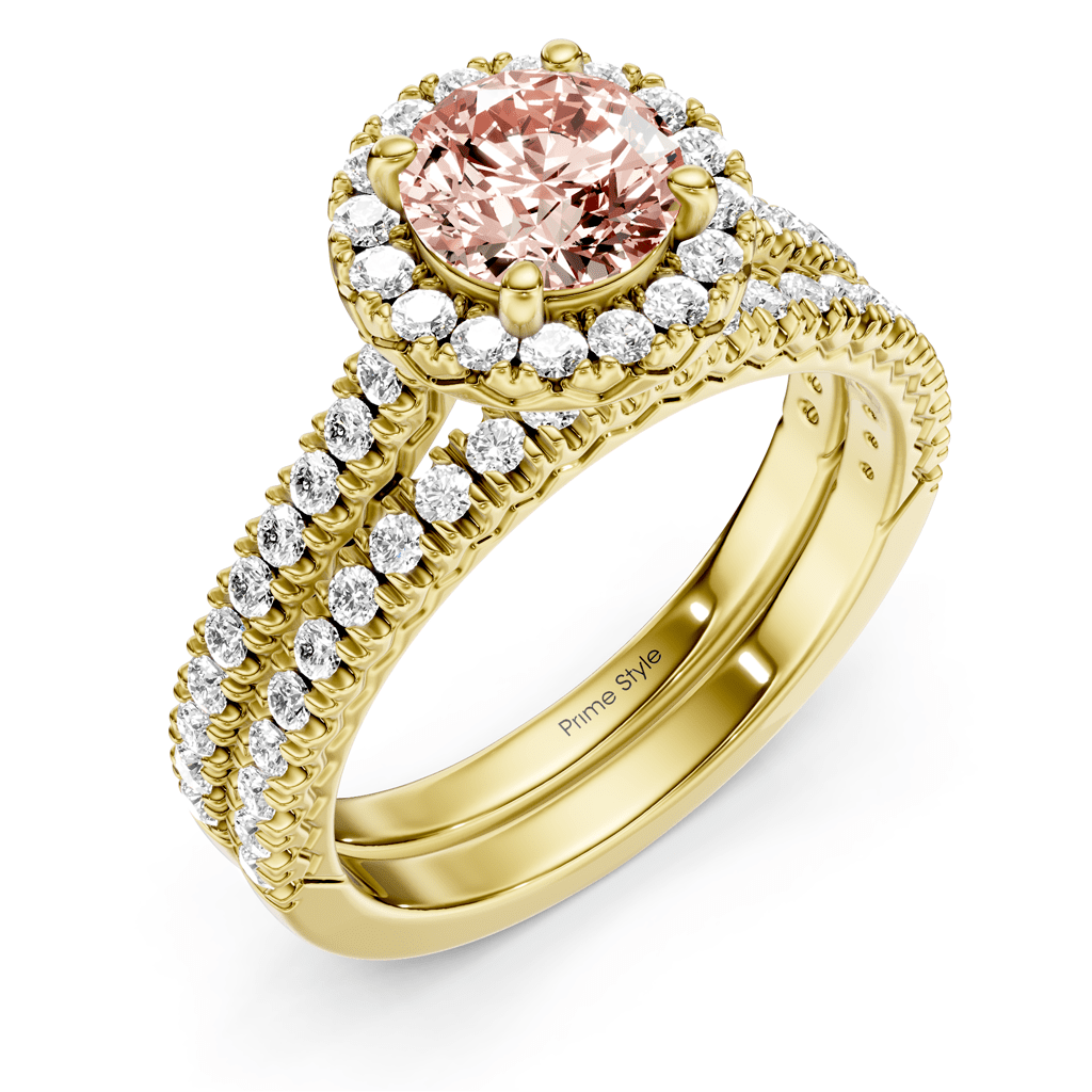 1.70 - 4.70 CT Round Cut Fancy Pink Diamonds - Bridal Set - Primestyle.com