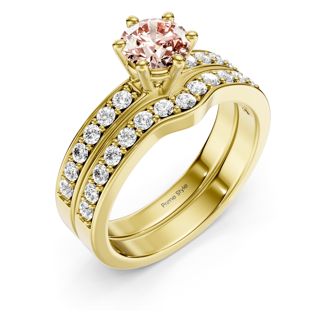 1.60 - 4.60 CT Round Cut Fancy Pink Diamonds - Bridal Set - Primestyle.com