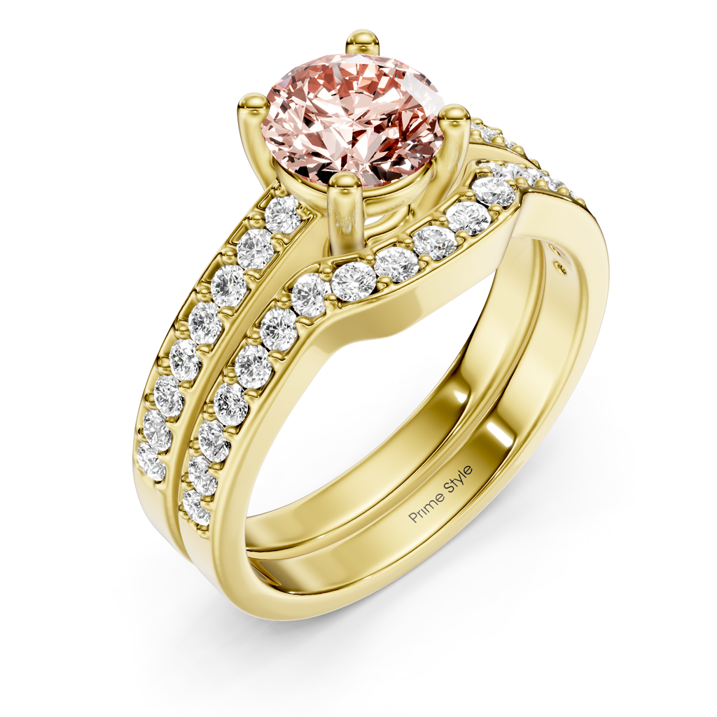 1.50-4.50 CT Round Cut Fancy Pink Diamonds - Bridal Set