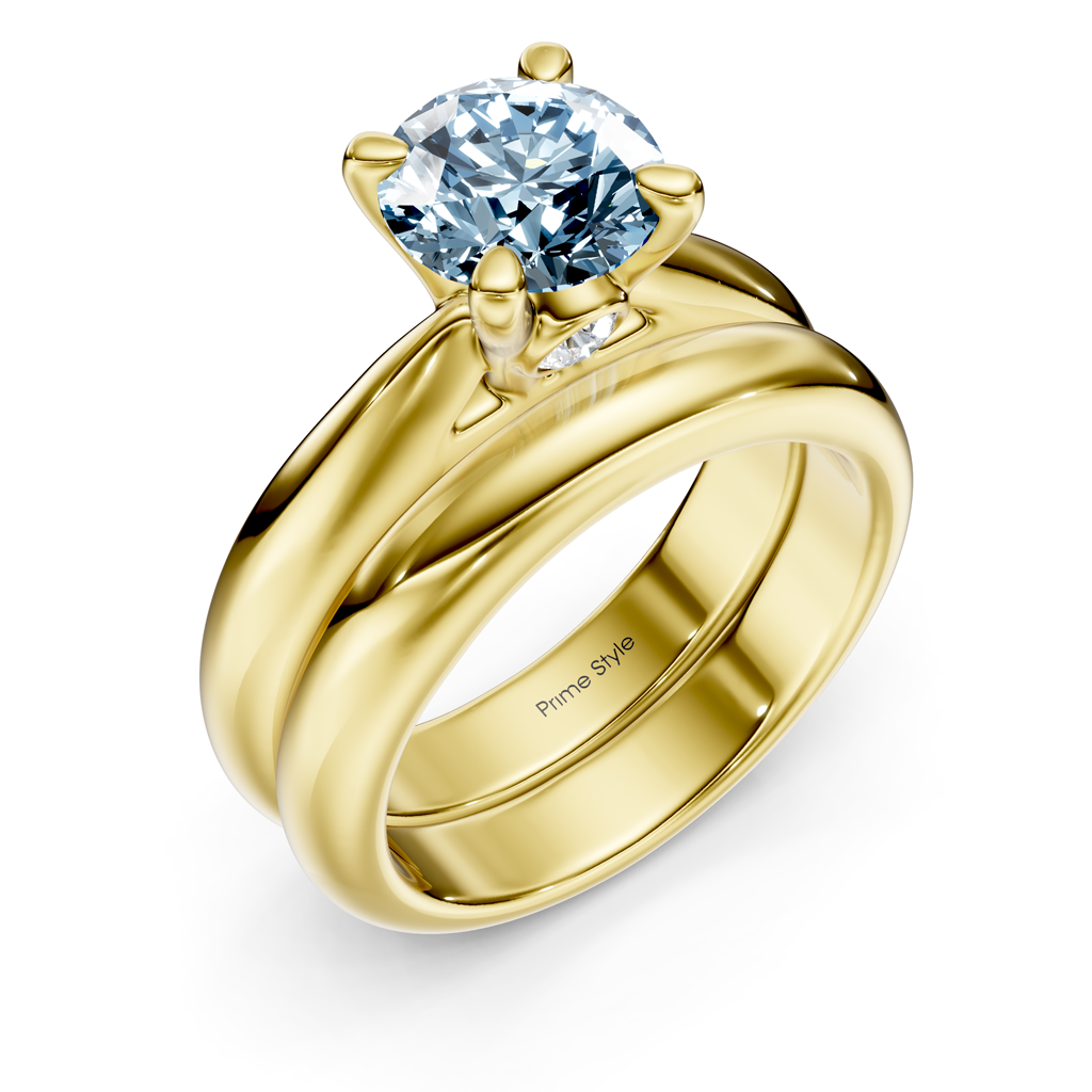 1.10-4.10 CT Round Cut Fancy Blue Diamonds - Bridal Set