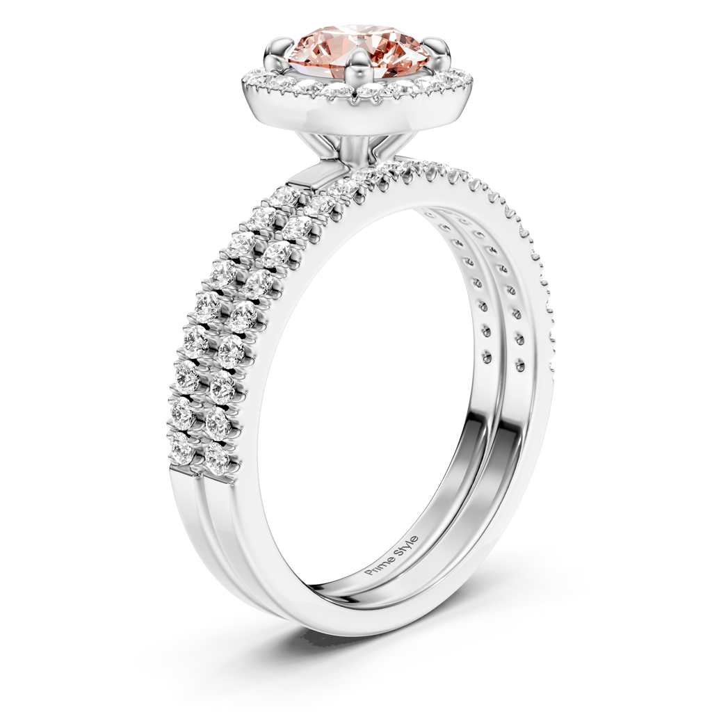 1.65-4.65 CT Round Cut Fancy Pink Diamonds - Bridal Set