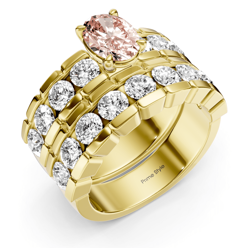 3.25 - 6.25 CT Oval & Round Cut Fancy Pink Diamonds - Bridal Set - Primestyle.com