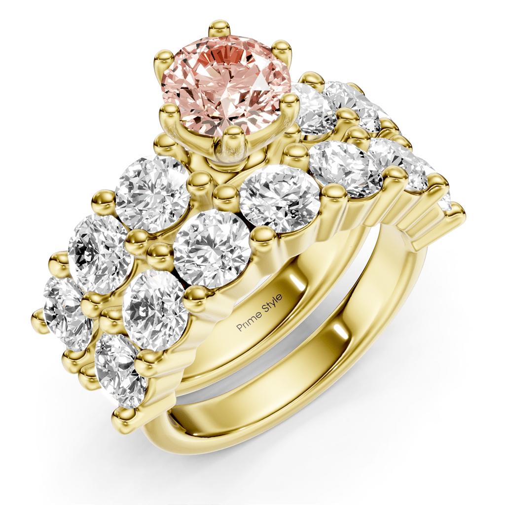 4.60 - 7.60 CT Princess & Round Cut Fancy Pink Diamonds - Bridal Set - Primestyle.com