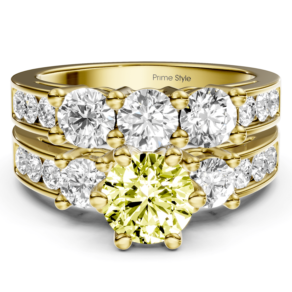 2.80 - 5.80 CT Princess & Round Cut Fancy Yellow Diamonds - Bridal Set - Primestyle.com
