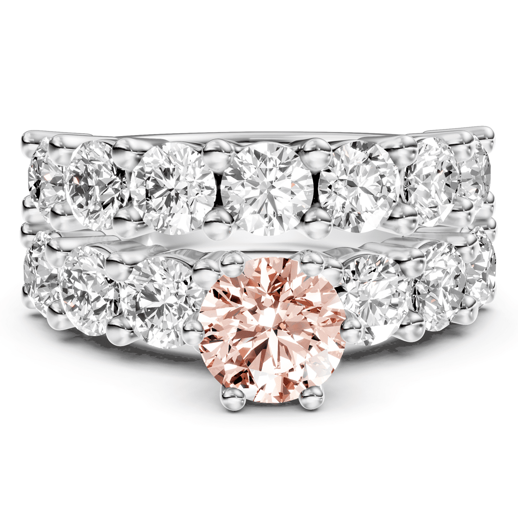 4.60 - 7.60 CT Princess & Round Cut Fancy Pink Diamonds - Bridal Set - Primestyle.com