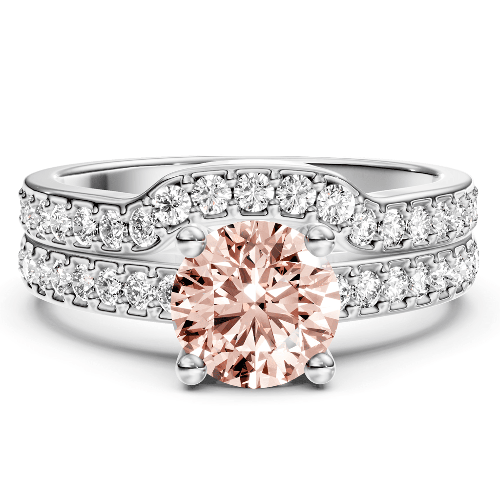 1.50-4.50 CT Round Cut Fancy Pink Diamonds - Bridal Set