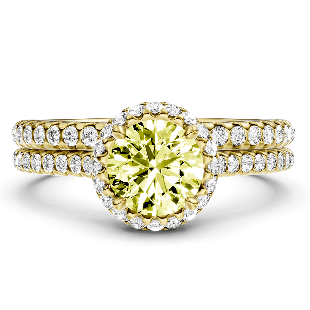 1.50-4.50 CT Round Cut Fancy Yellow Diamonds - Bridal Set